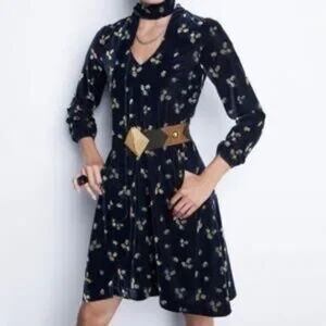 CAbi Decked Out Velvet Floral Dress Style 3875 Women's Size Small